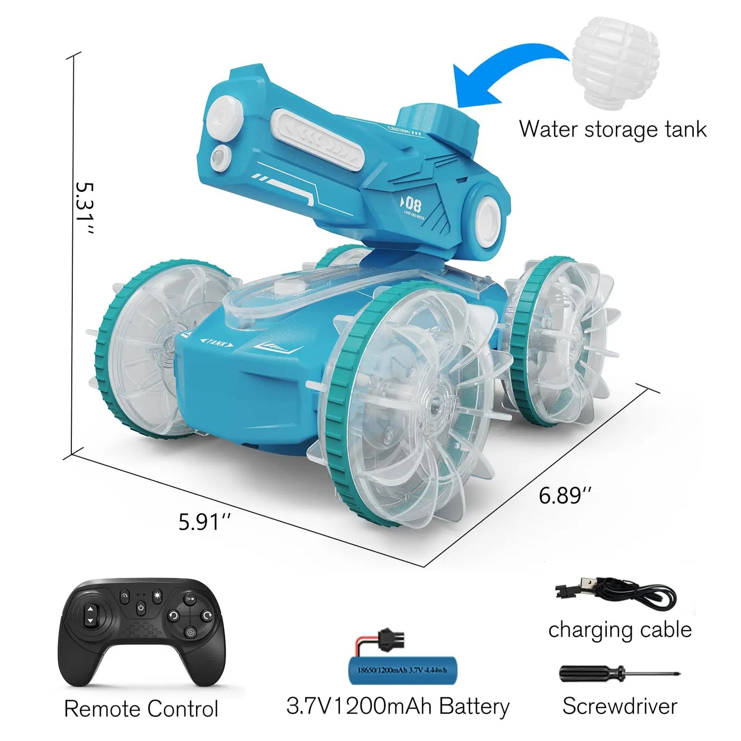 Amphibious Remote Control Car Boat for Kids, 4WD Water Squirt Gesture Sensing RC Car, 2.4GHz RC Stunt Car with LED Lights