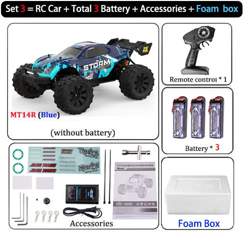 JIUSI PT14R / MT14R 1/14 RC Car 4WD 80KM/H Brushless 2.4G Remote Control Off-Road Drift Truck High Speed Racing Car Toy For Kids
