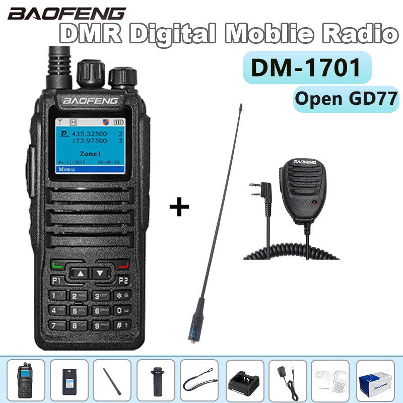 Baofeng DM-1701DMR Walkie Talkie Open GD77 Dual Mode Analog/Digital Two Way Radio Tier1+2 Dual Time Slot Ham Dual Band FM Radio