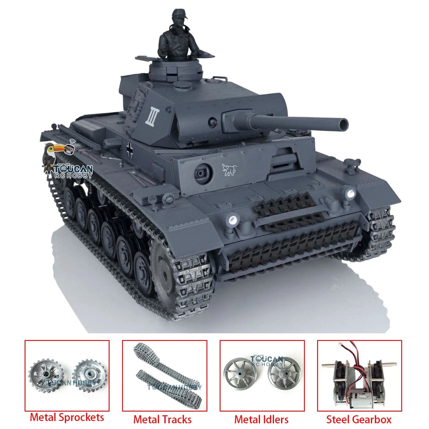 US Stock 1/16 HENG LONG 7.0 Upgraded Metal Tracks German RC Panzer III L RTR Radio Control Tank 3848 Remote Control Car TH17342