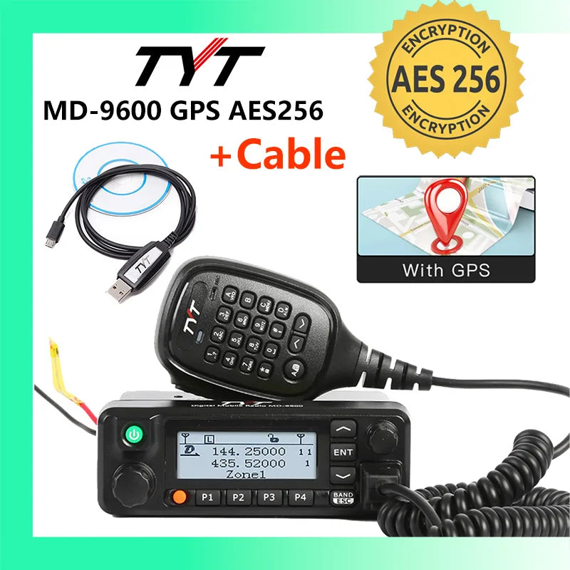 TYT MD-9600 GPS AES256 DMR Digital/Analog Dual Band Mobile Radio 50/45/25W DMR Mobile Transceiver DMR Mobile Walkie Talkie