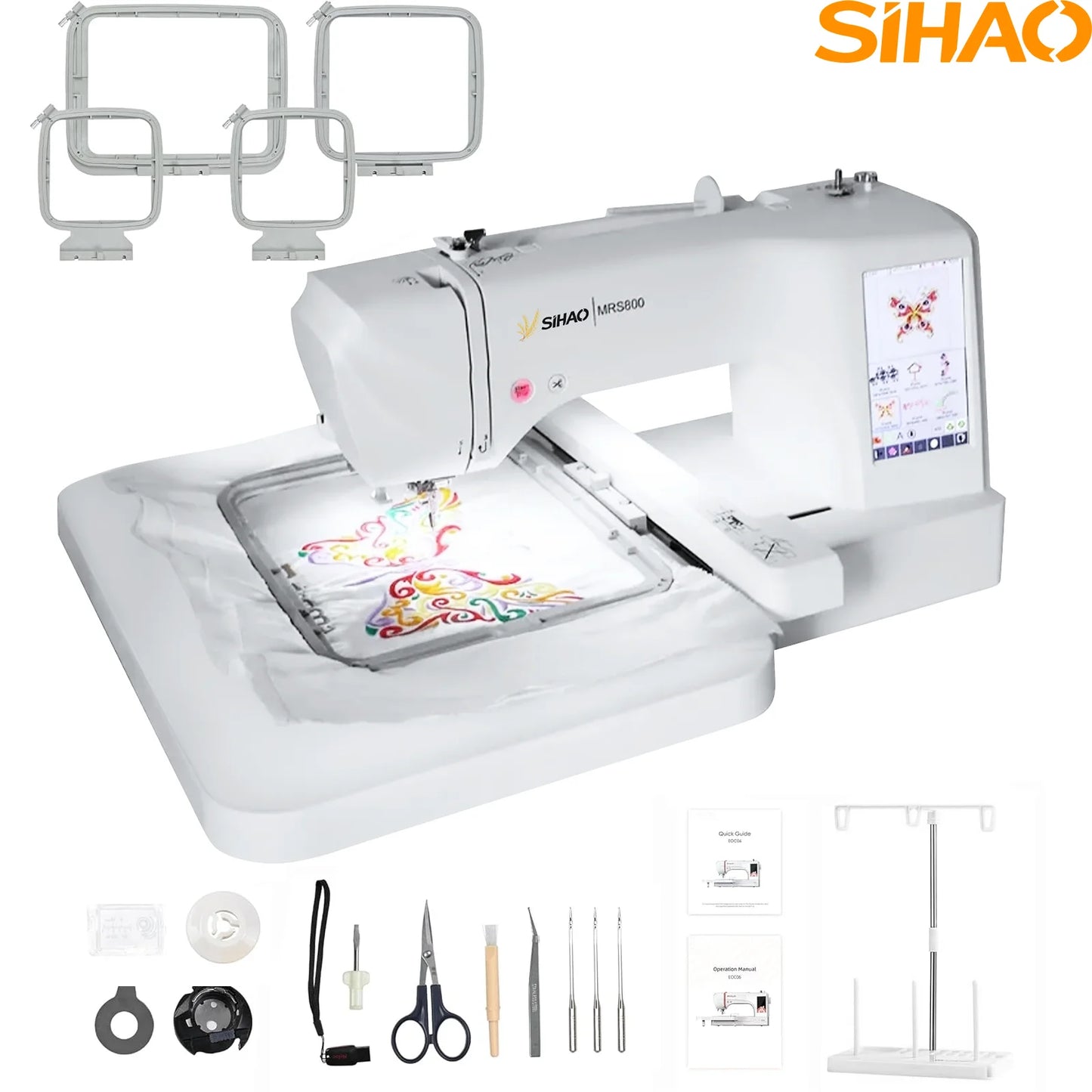 SIHAO Embroidery Machine Multi-function Household Automatic Computerized LOGO MRS800 LCD Touch Screen Embroidery Machine Hoops