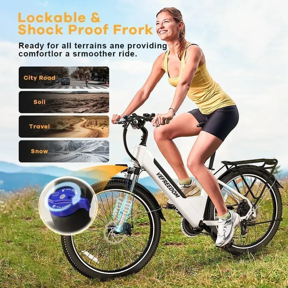 26" Electric Bike or Adults,1000W Motor Peak Ebike Max Long Range 70 Miles & 28 Mph by 48V Removable Battery,Commuter ast E-Bike