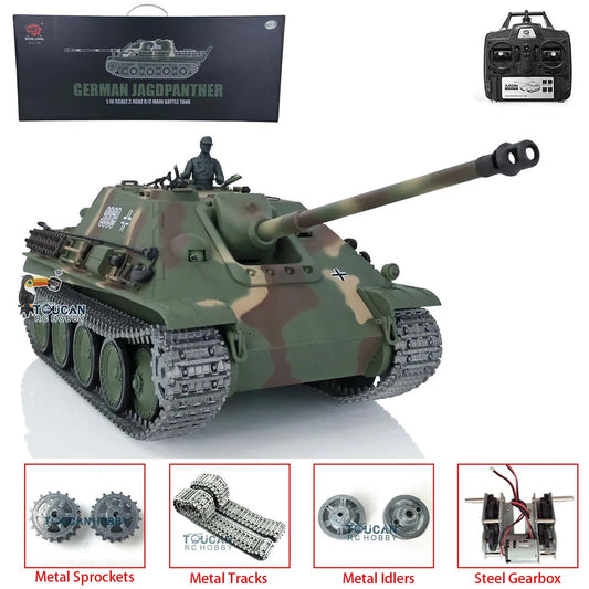 Henglong RTR RC Tank 3869 1:16 7.0 Upgraded Jadpanther Metal Tracks High Quality Military Toy Tanks TH17439-SMT7