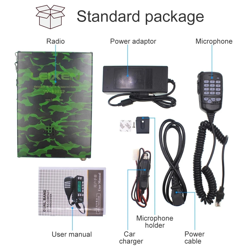 Leixen VV-898SP Backpackable Mobile Radio 12000mAh Battery Dual Band 136-174&400-470MHz Transceiver 25W 898SP Outdoor Radios