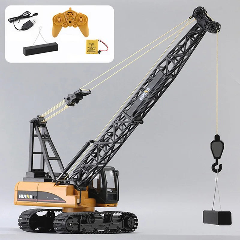 1/14 HUINA 572 15CH RC Construction Crane Truck Tower Excavator Remote Control Model Car Toy for Kids Adults
