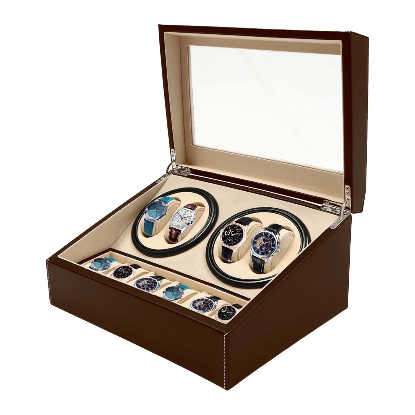 4+6 Watch Winder Automatic Watches Shaker PU Leather Mechanical Watch Box Watch Jewelry Display Box Storage Case