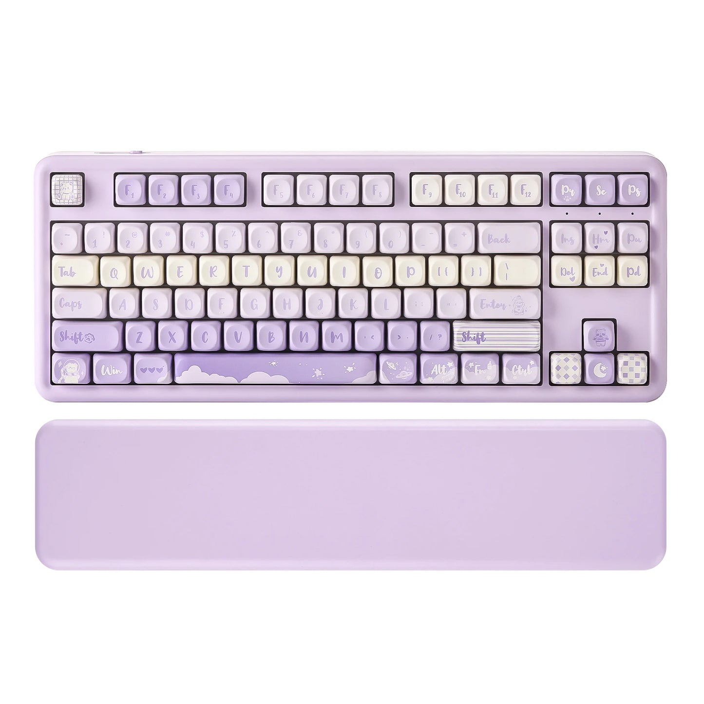 YUNZII B87 QMK/VIA Mechanical Gaming Keyboard, 80% Wireless Custom RGB Gasket Keyboard with Cute Keycap, Wrist Rest for Win/Mac