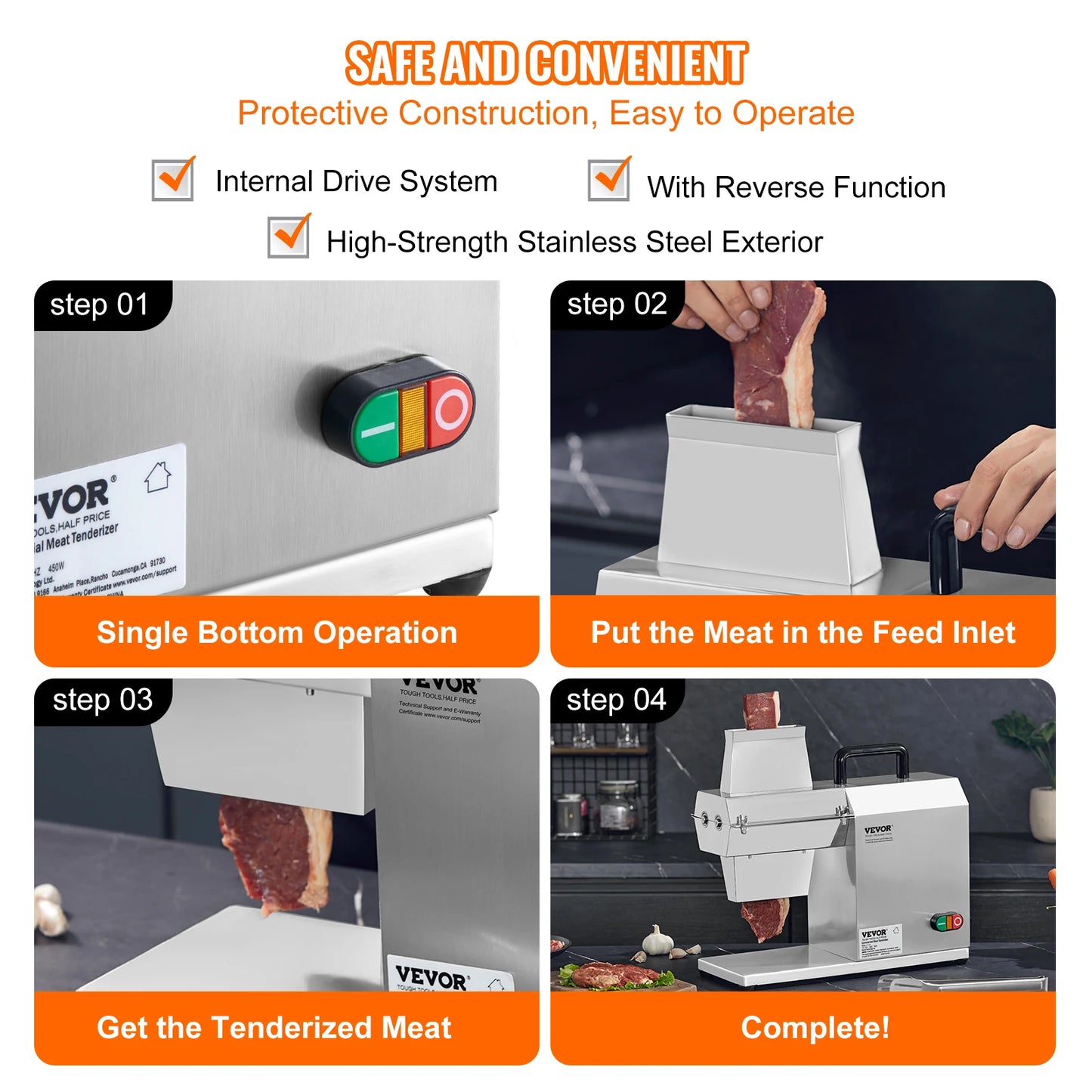 SucceBuy 17inch 54 Blades Commercial Meat Tenderizer 450W Electric Meat Tenderizer Machine for Pork Chicken Fish