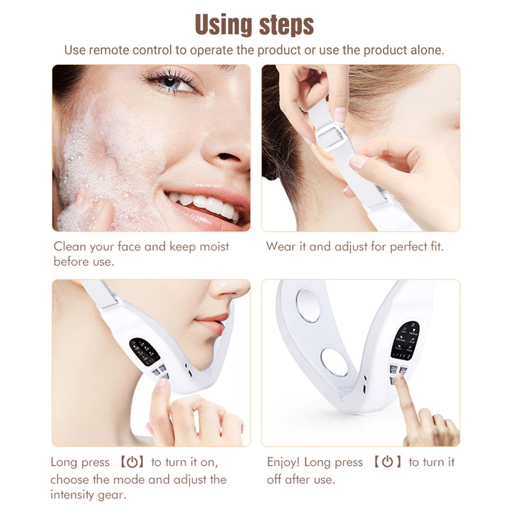 Face lifting Device Red Light Skin Rejuvenation V Face Massager Double Chin Lift Up with Remote Control Facial Beauty Instrument