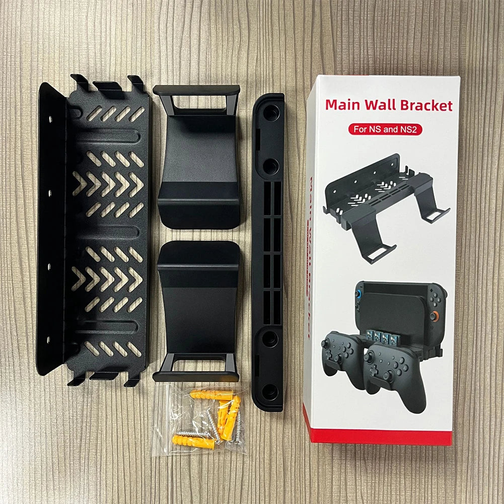 Wall Mount with 8 Game Card Holders and Controller Hooks Metal Wall Bracket Console Holder Stand for Nintendo Switch2