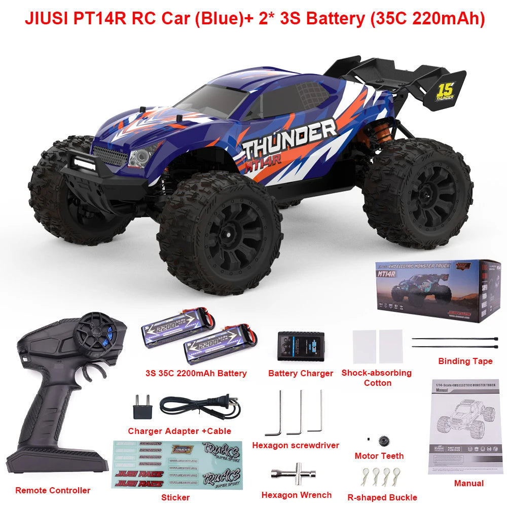 JIUSI PT14R MT14R 1/14 Racing Car 4WD 80km/h Brushless 2.4G Remote Control RC Car High Speed Off-road Drift Truck RC Toy As Gift