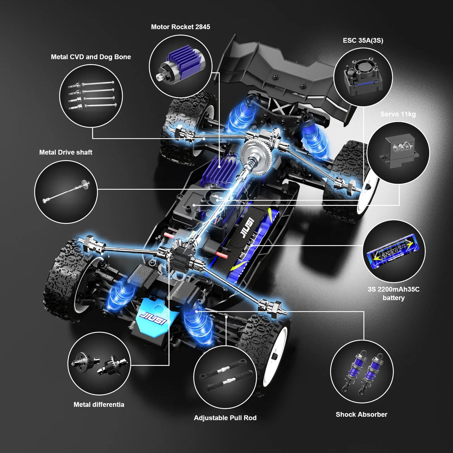 JIUSI WB12 PRO 1/12 Racing Car 4WD High Speed 80KM/H Brushless Remote Control Car Off-road Competitive Drift RC Car Toy Kid Gift
