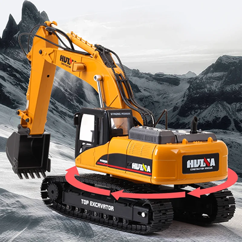 US Stock HUINA 1/14 RTR 23CH Metal RC Excavator 580 Remote Control Truck Car Light Sound Battery Outdoor Toys Boys Gift TH18060
