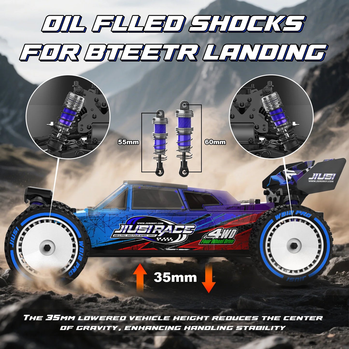 JIUSI WB12 PRO 1/12 Racing Car 4WD High Speed 80KM/H Brushless Remote Control Car Off-road Competitive Drift RC Car Toy Kid Gift