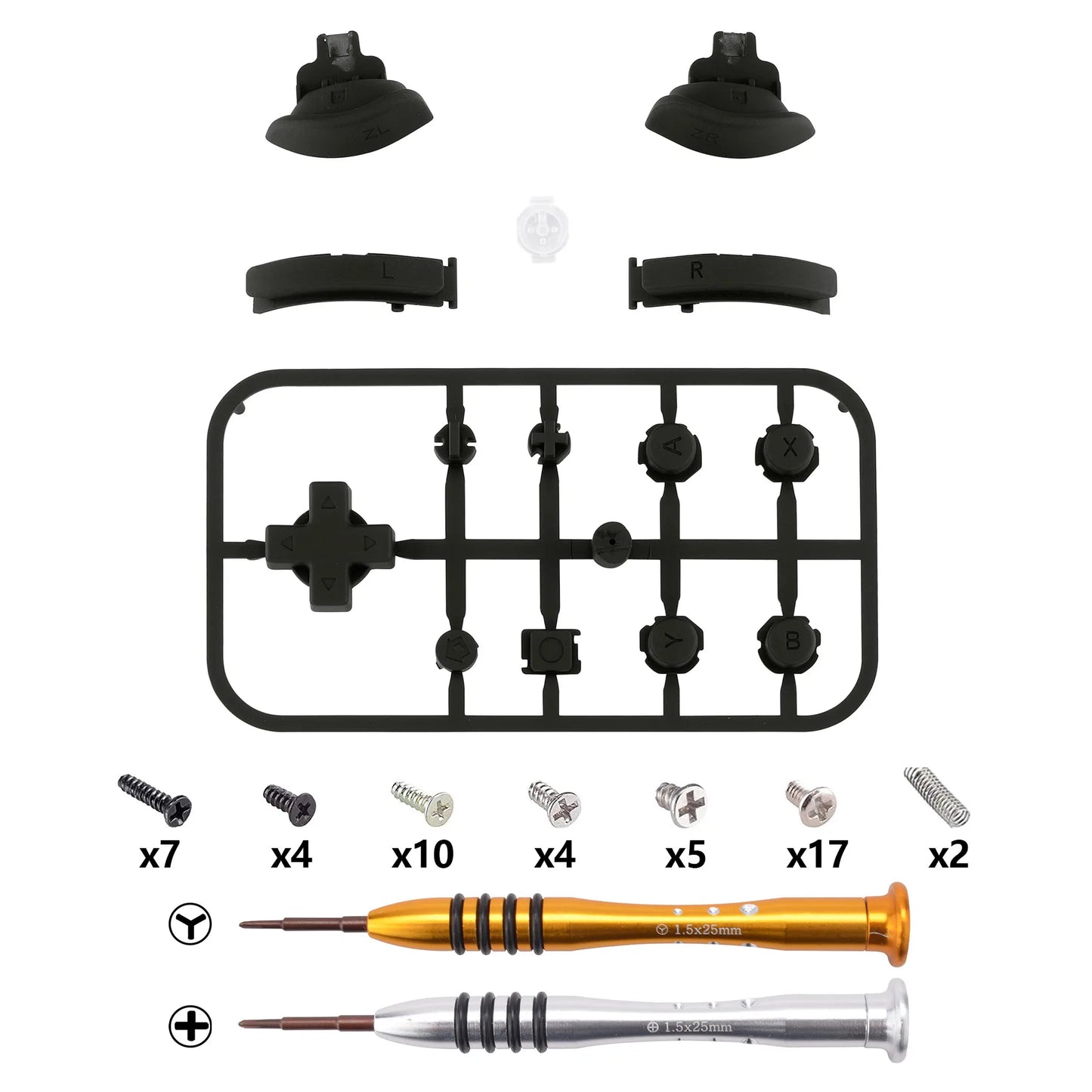 eXtremeRate Replacement Full Set Buttons with Tools for NS Switch Lite - Black & White