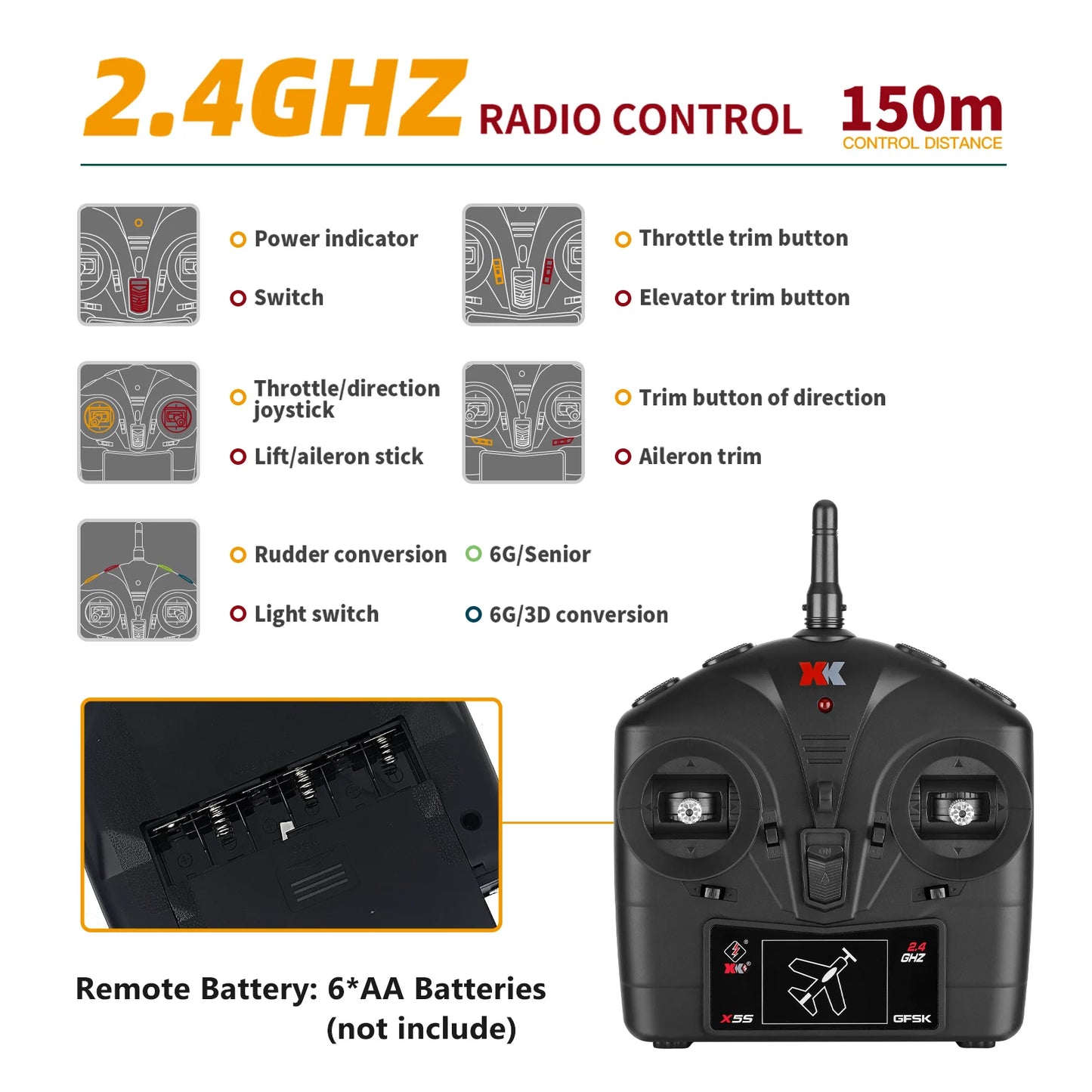 WLtoys XK A280 RC plane,P51 Mustang 4-CH RC Airplane with Lights,6G/3D Brushless Remote Control Airplane,Suitable for adults