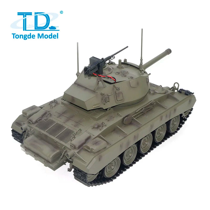 US Stock Tongde 1/16 M24 Chaffee RC Light Tank Vehicle with 320° Infrared Barrel Recoil Remote Control Military Paner Toy Model