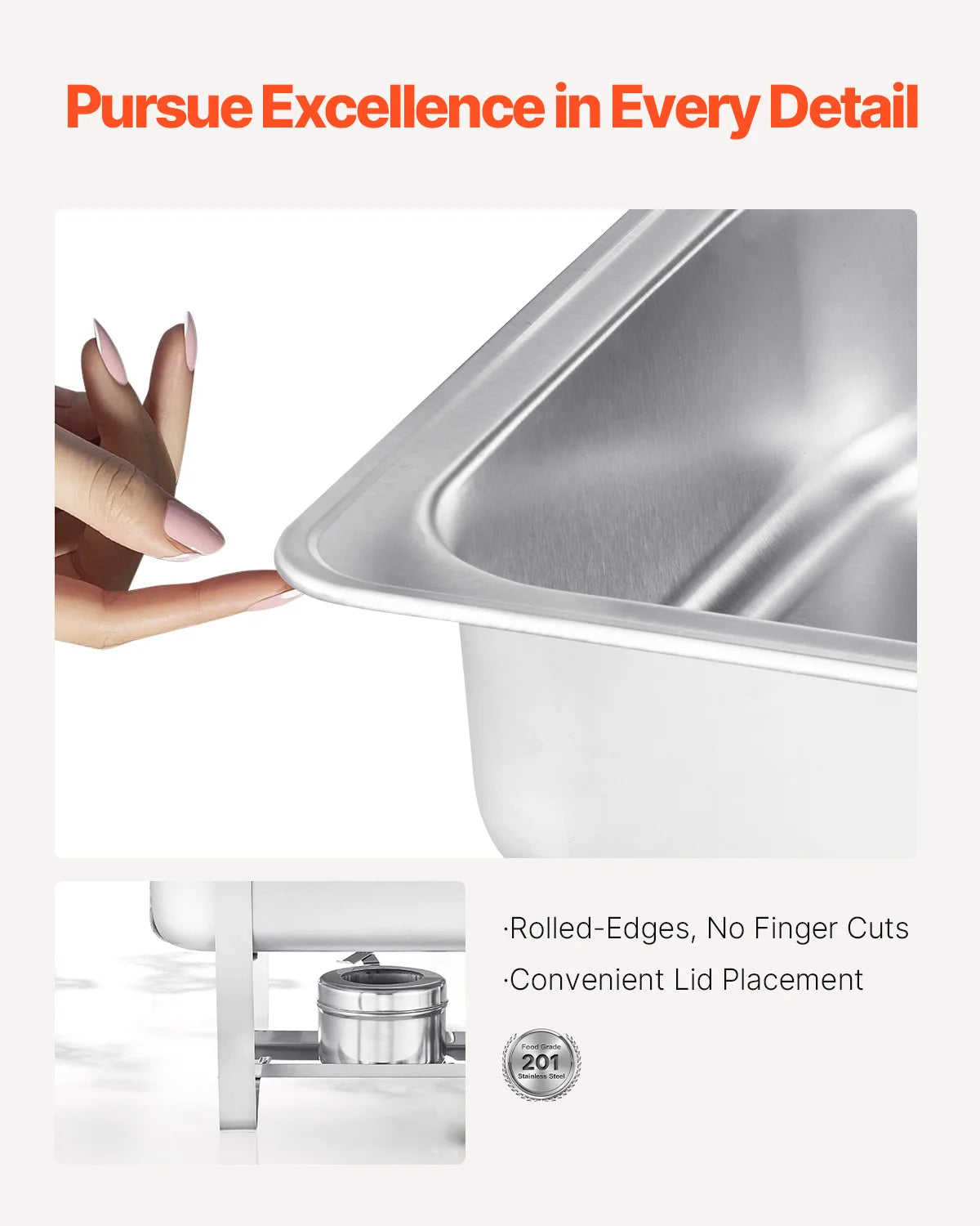 SucceBuy 2 Packs Chafing Dish Buffet Set Stainless Steel Chafer Rectangle Catering Warmer Server w/Lid Water Pan Party Banquets