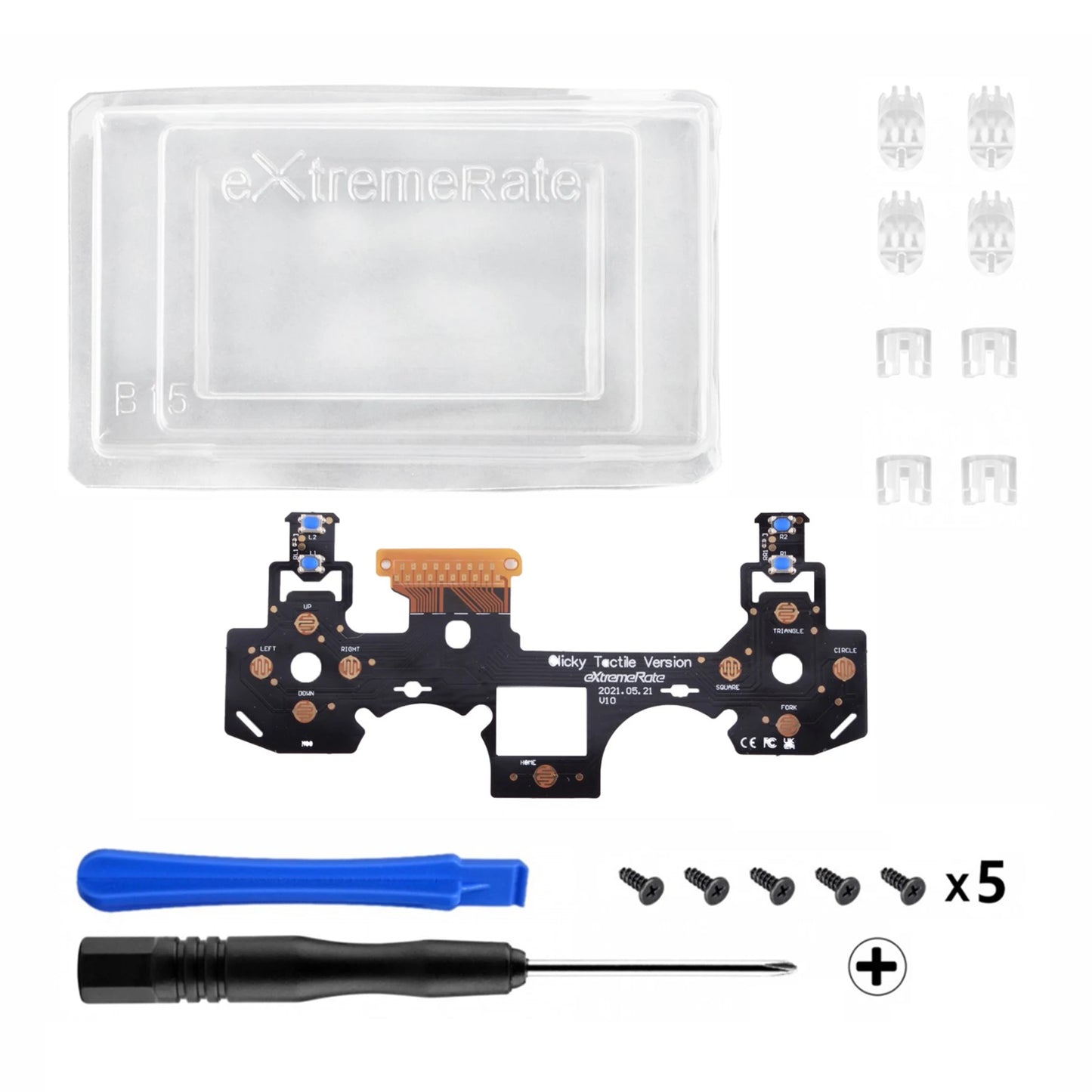 eXtremeRate Tactile Version Clicky Hair Trigger Kit Shoulder Buttons Bumper Trigger Mouse Click Kit for PS4 Controller CUH-ZCT2