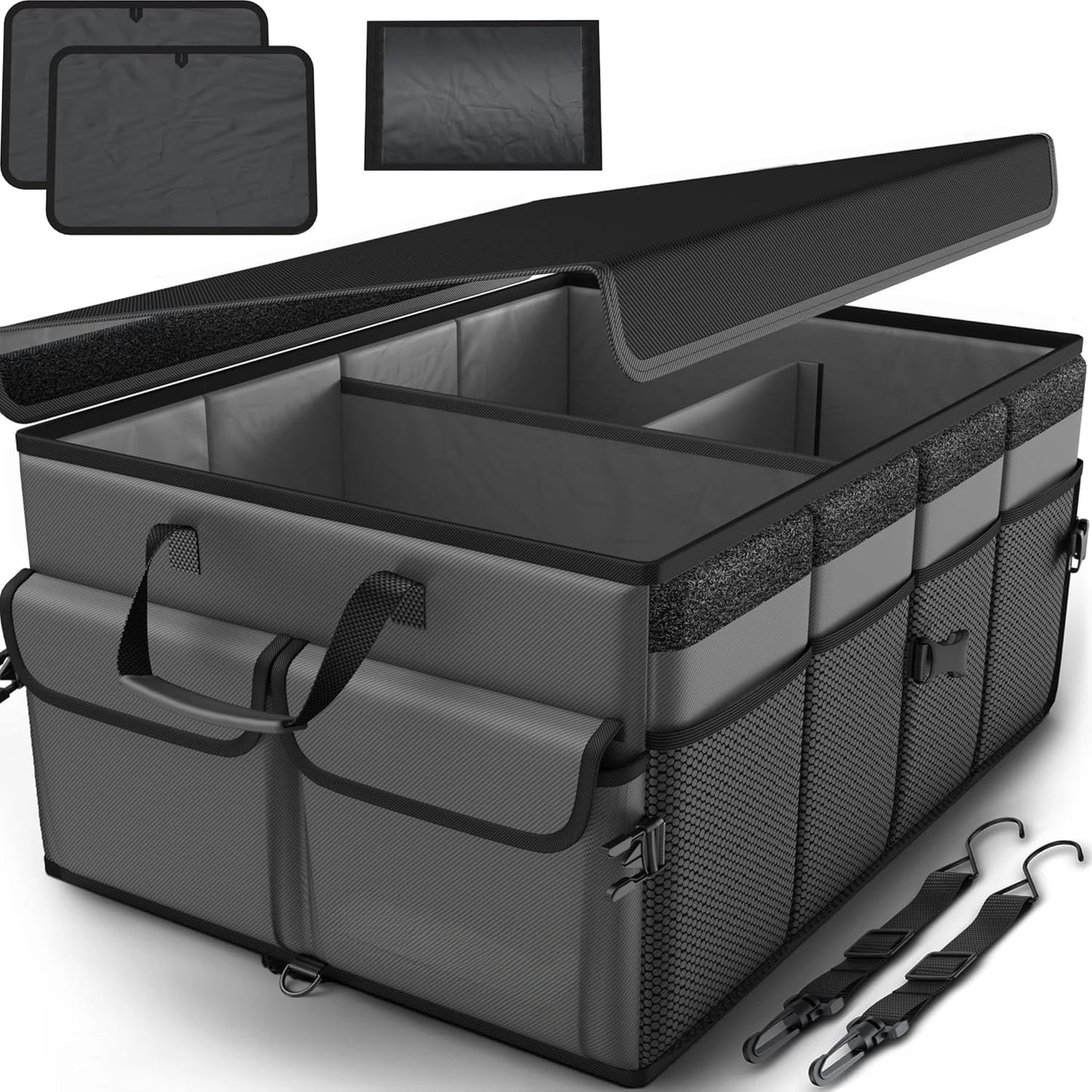 Car Trunk Organizer, Collapsible Multi Compartment SUV Organizer, Foldable Storage for Car Accessories for Women Men.