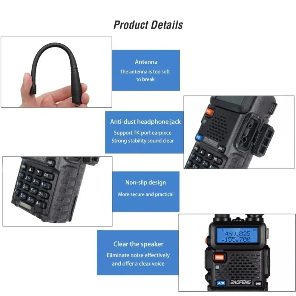 2pcs UV-5R 5W 8W High Power Dual Band Two Way Radio Long Range Handheld Portable Walkies Talkies For Hunting