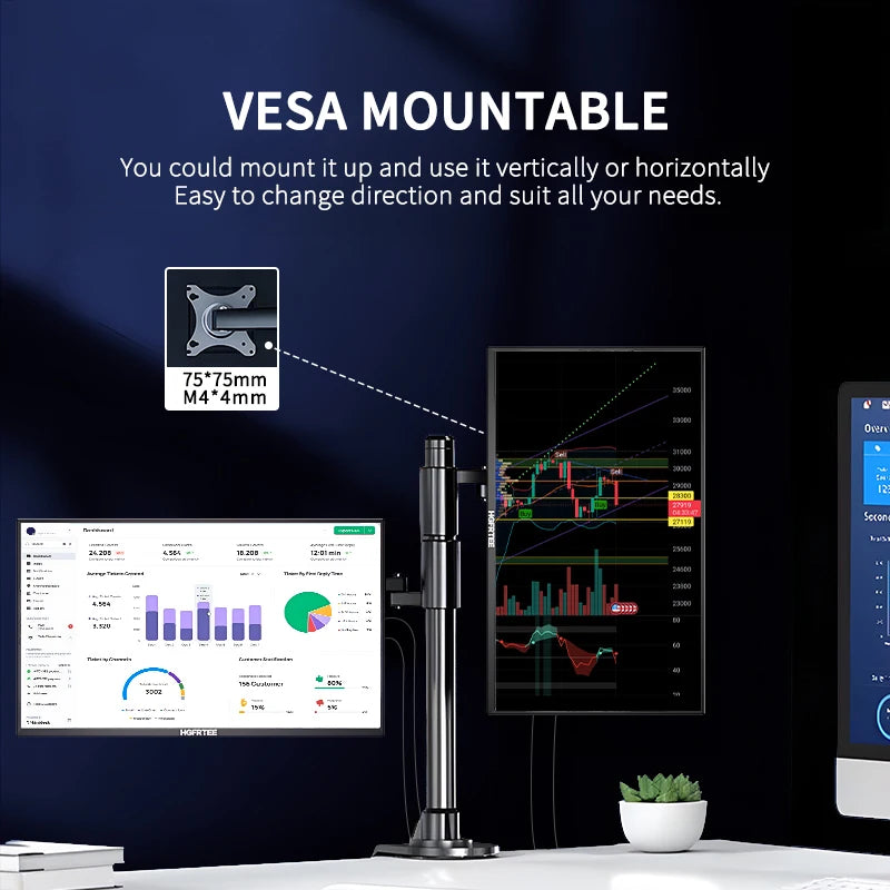HGFRTEE 18.5Inch Portable Monitor 100% sRGB 100Hz Extended Display for Laptop PC PS5 Switch iPhone with VESA Hole & Back Bracket