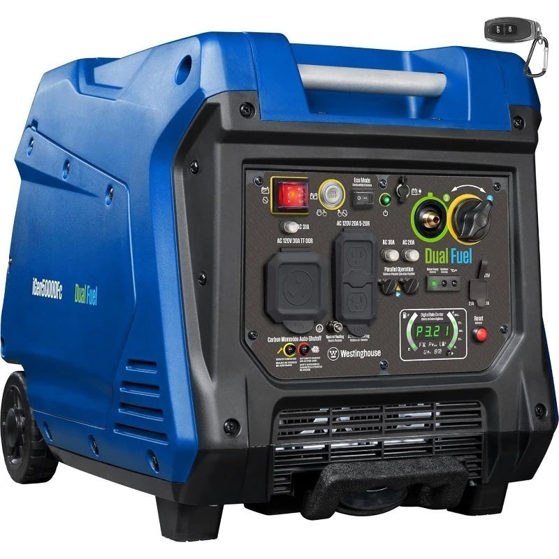 5000W Dual Fuel Inverter Generator - Super Quiet, Remote Start, CO Sensor, RV & Home Ready