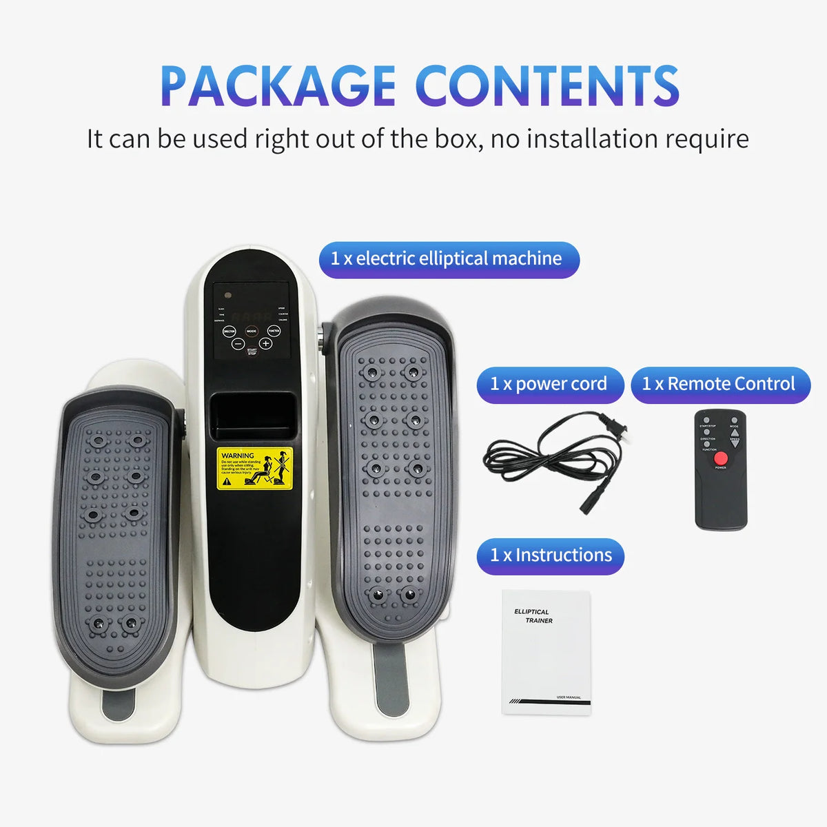 Under-Desk Elliptical Machine 12-Speed Leg Exerciser Seated Portable Remote Control for Adults Seniors Home Office