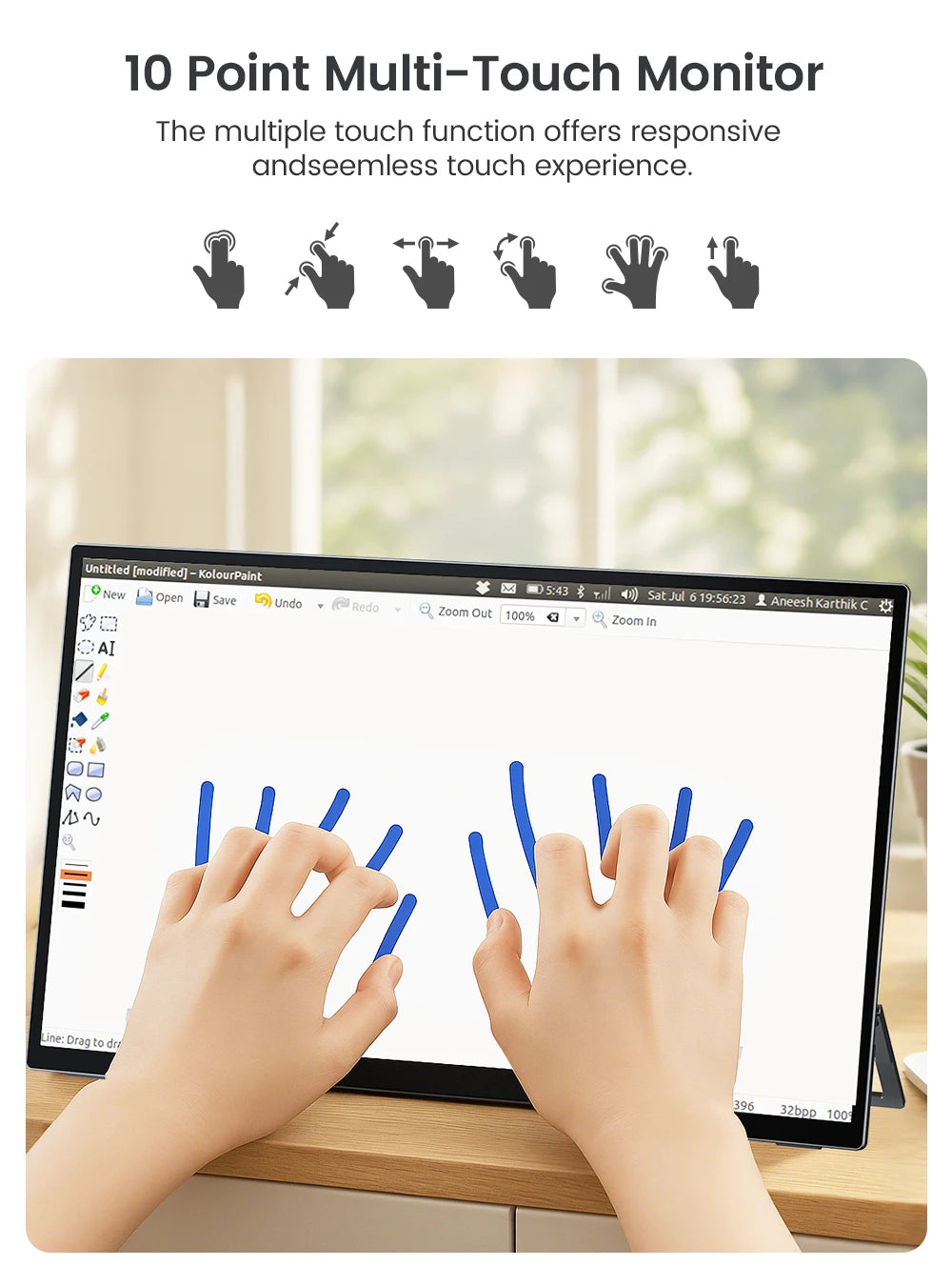 UPERFECT Portable Monitor Touchscreen 18.5 Inch 120hz w/VESA & 180° Adjustable Stand For Laptop PC Mac Switch PS5 iPhone HUAWEI