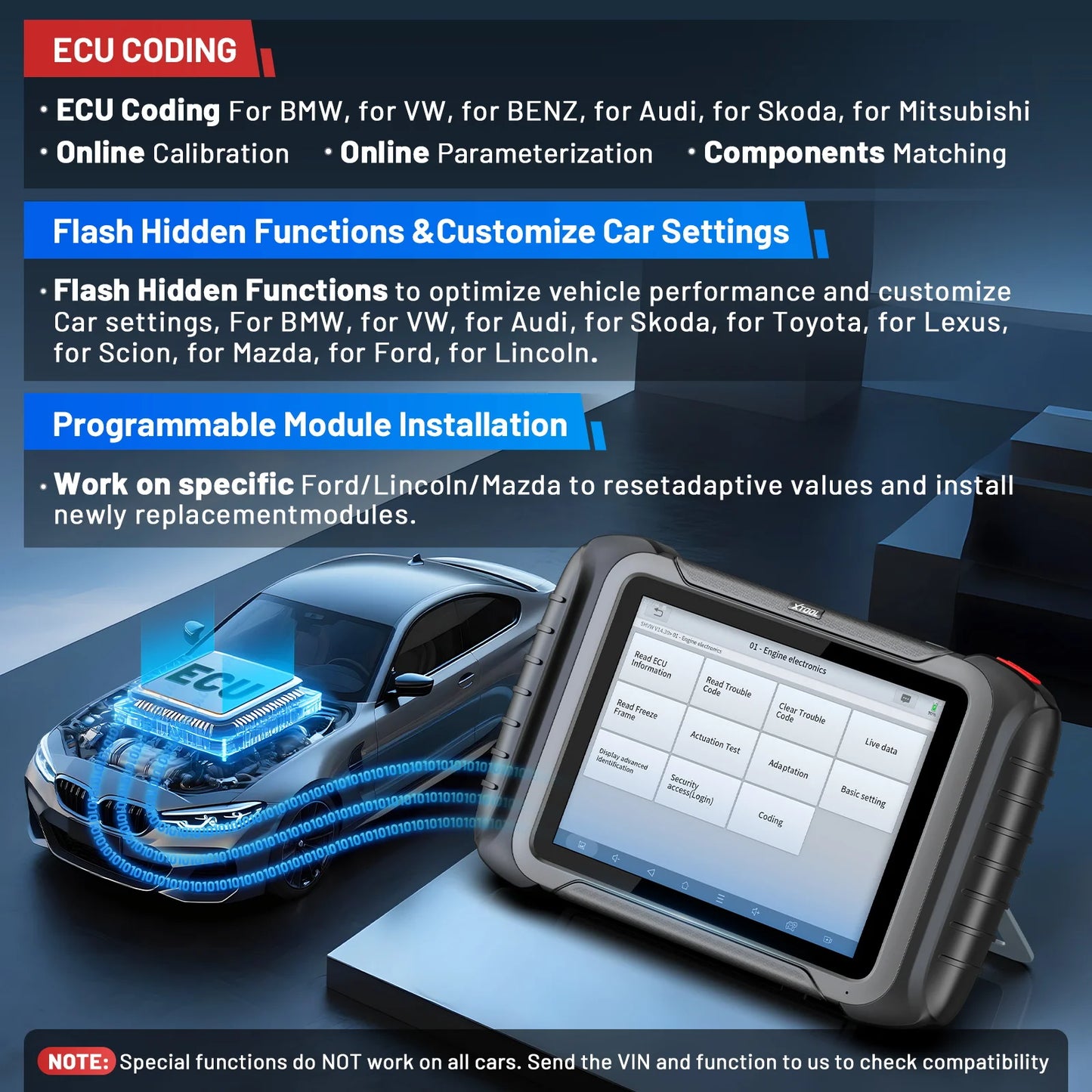 XTOOL D8S Car Diagnostic Tool ECU Coding Bi-directional 42+ Resets Automotive Scanner Key Programming With Topology DOIP FCA