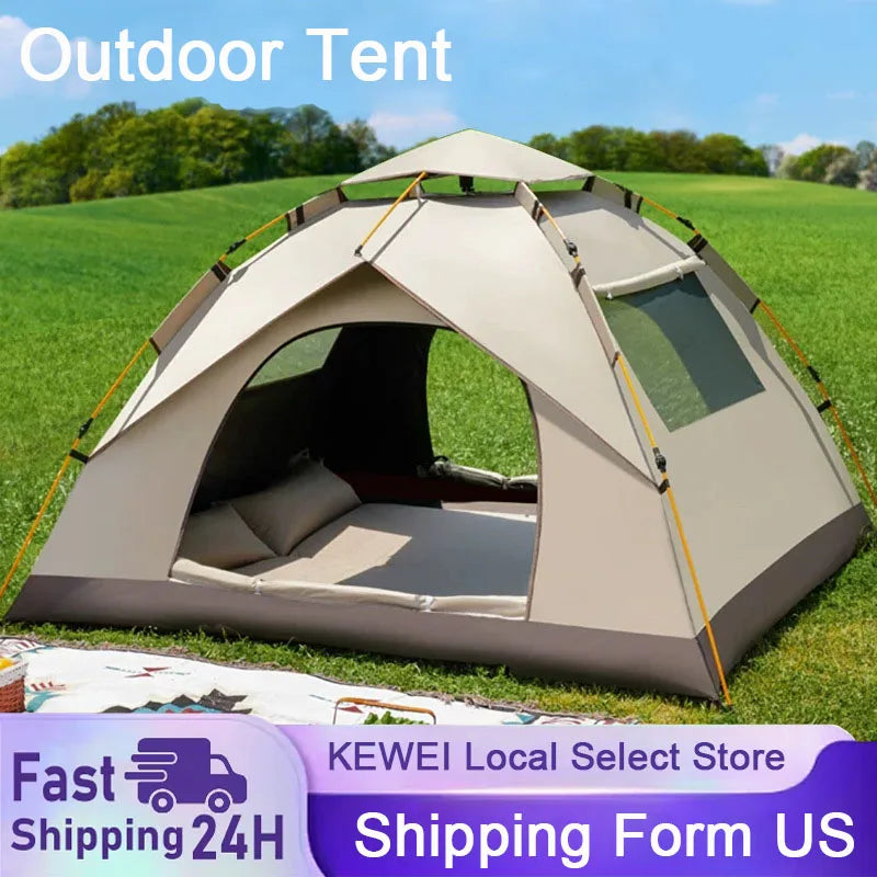 3-4 Person Outdoor Camping Family Automatic Waterproof Quick Opening Tent Mosquito Proof Portable Party Beach Hiking Tent