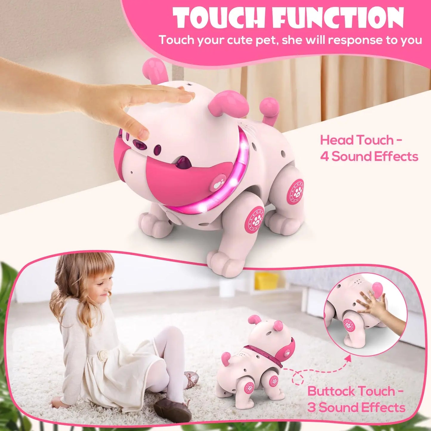 DogToys Remote Control Robots-Puppy Dog RC Toy with LED Voice Rologging & Changing Pet Touch Reaction Dancing Walking for Kids