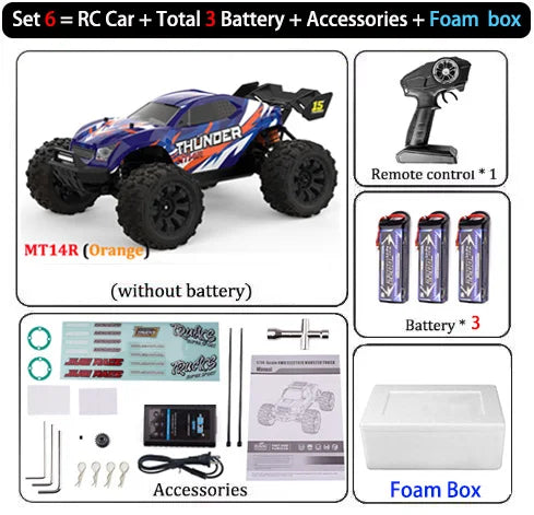 JIUSI PT14R / MT14R 1/14 RC Car 4WD 80KM/H Brushless 2.4G Remote Control Off-Road Drift Truck High Speed Racing Car Toy For Kids