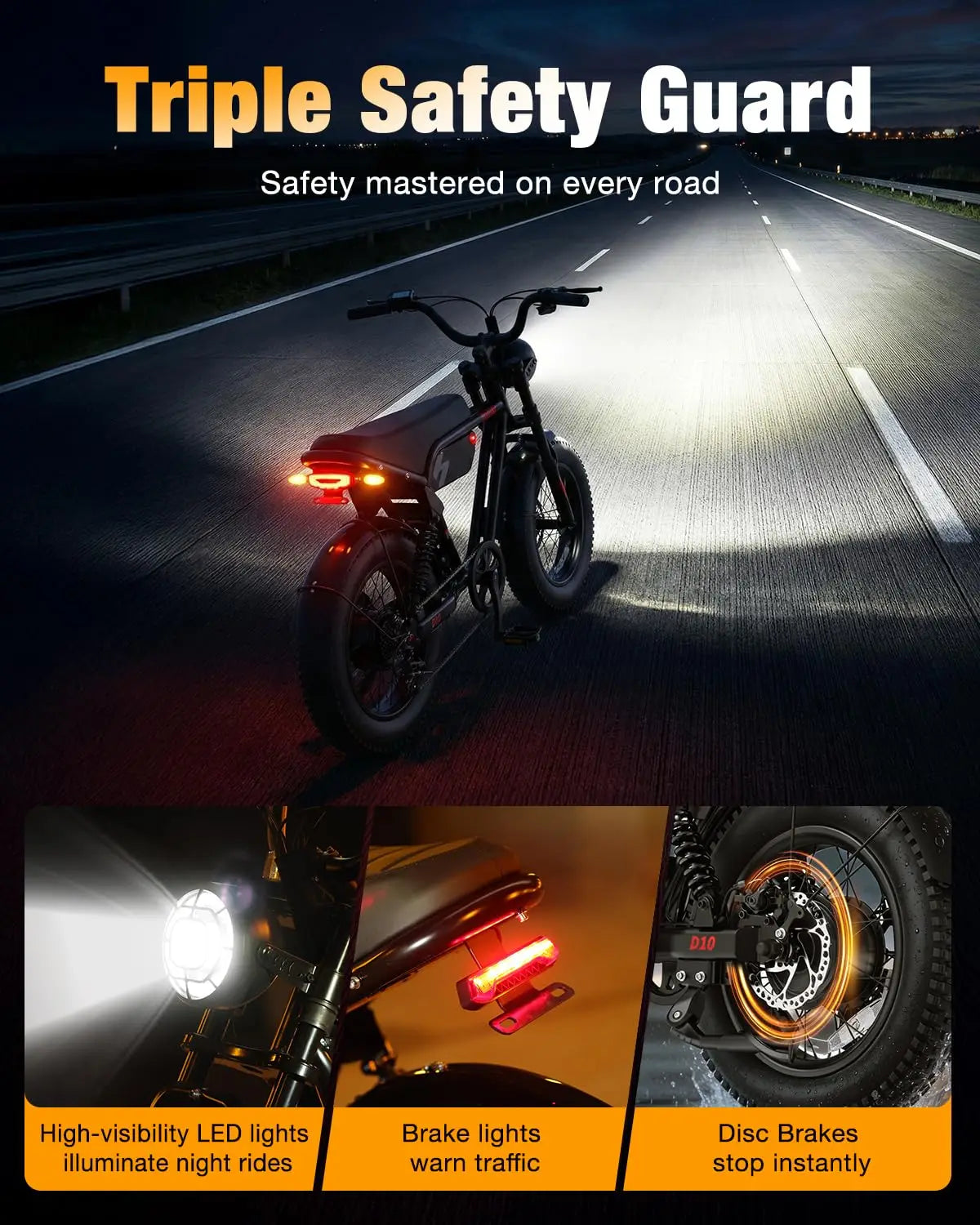 Electric Bike Adults Teens 1500W 1800W Peak Motor Mountain Commuter E-Bike 26" Fat Tire Long Range, Customized