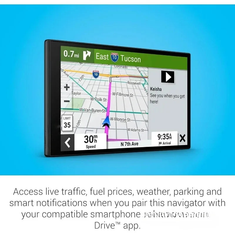 Innovative design.DriveSmart 76, 7-inch Car GPS Navigator with Bright, Crisp High-resolution Maps and Voice Assist