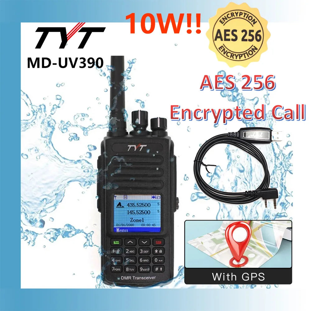 TYT NEW AES256 Encryption MD-UV380/390  Digital Walkie Talkie VHF UHF Dual Band Waterproof Radio GPS Ham Radio DMR Walkie Talkie