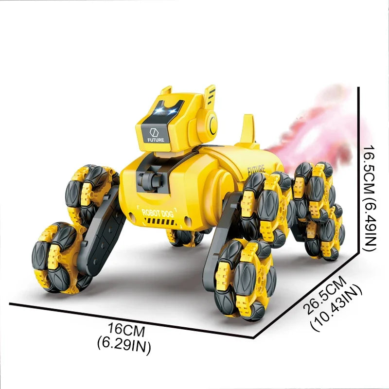 RC Robot Spray Dog Lights Music Dual Remote Control Intelligent Stunt Mechanical Dog 360 Drift Rotation Children Toys Boys Gift