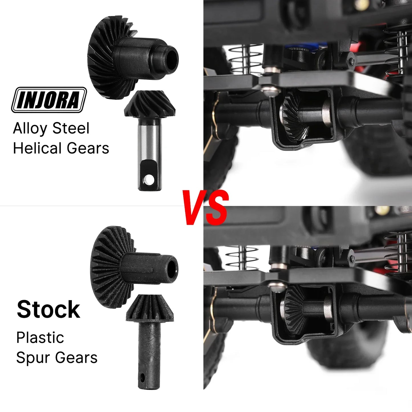 INJORA Steel Alloy Overdrive Underdrive Helical Axle Gear Set for 1/18 RC Crawler Car TRX4M TRX-4M Upgrade Accessories