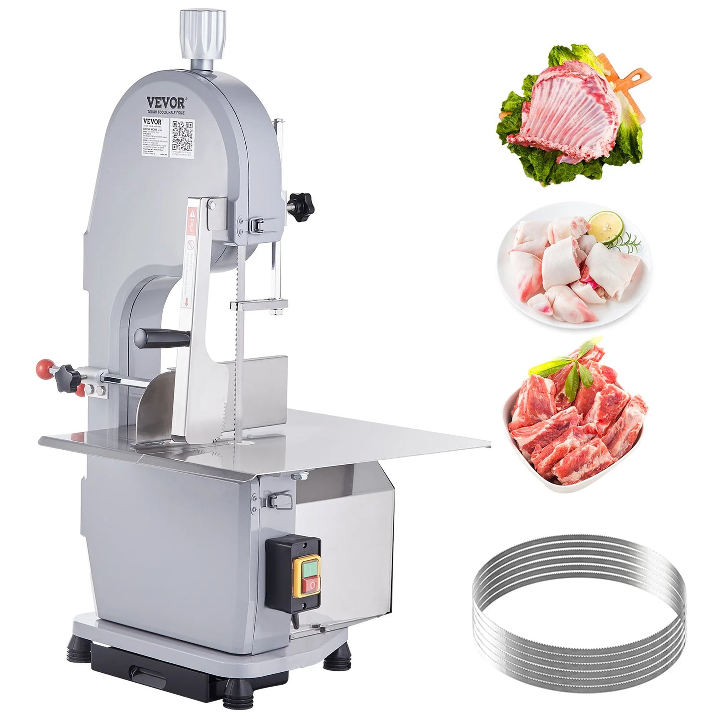 SucceBuy Electric Bone Cutting Sawing Machine Automatic Commercial Tabletop Stainless Steel Bandsaw Bone Cutter for Home Kitchen