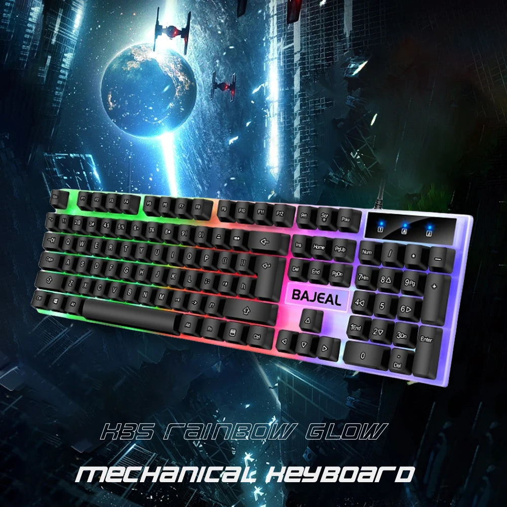 Wired USB Keyboard 98 Keys Gaming Keyboard For Windows Computer Laptop PC Portable RGB Backlight Keyboard for Gamer Home Office