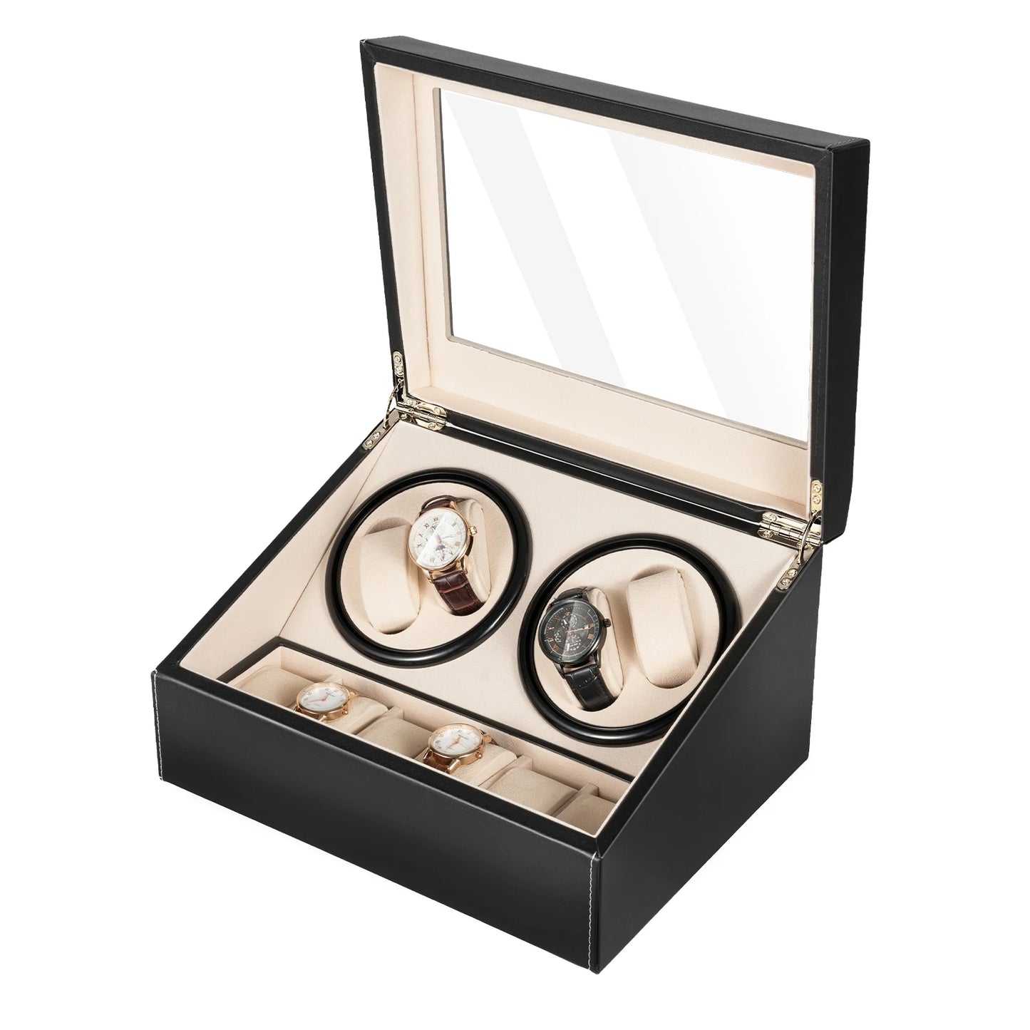 4+6 Watch Winder Automatic Watches Shaker PU Leather Mechanical Watch Box Watch Jewelry Display Box Storage Case