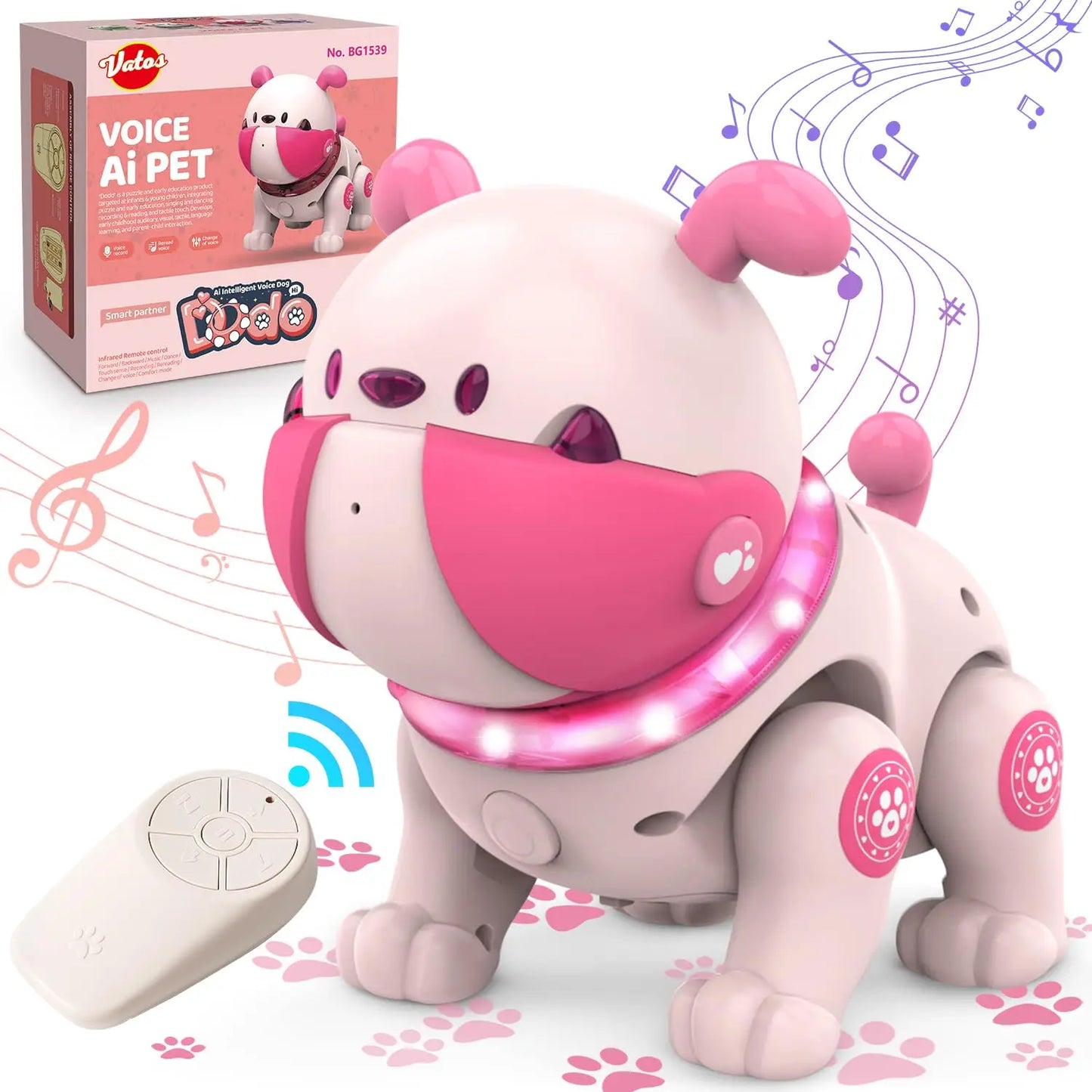 DogToys Remote Control Robots-Puppy Dog RC Toy with LED Voice Rologging & Changing Pet Touch Reaction Dancing Walking for Kids