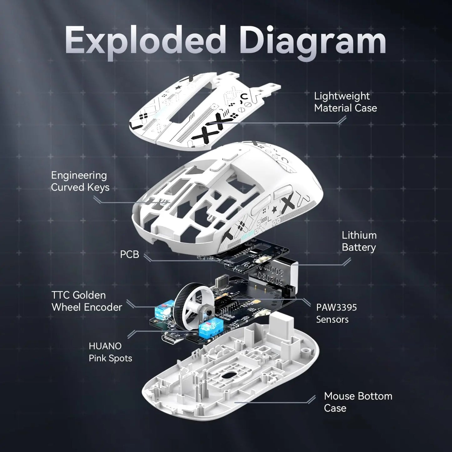 ATTACK SHARK X6 Lightweight Wireless Gaming Mouse with RGB Backlight Charging Base,Tri-Mode,26K DPI, PAW3395 Optical Sensor