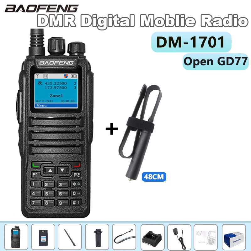 Baofeng DM-1701DMR Walkie Talkie Open GD77 Dual Mode Analog/Digital Two Way Radio Tier1+2 Dual Time Slot Ham Dual Band FM Radio