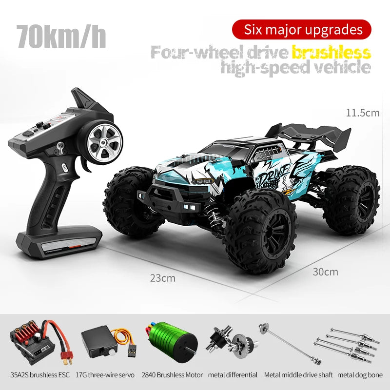 1:16 70KM/H Or 80KM/KBDFA D847 4WD RC Car With LED Remote Control Cars High Speed Drift Monster 4x4 Truck for Kids