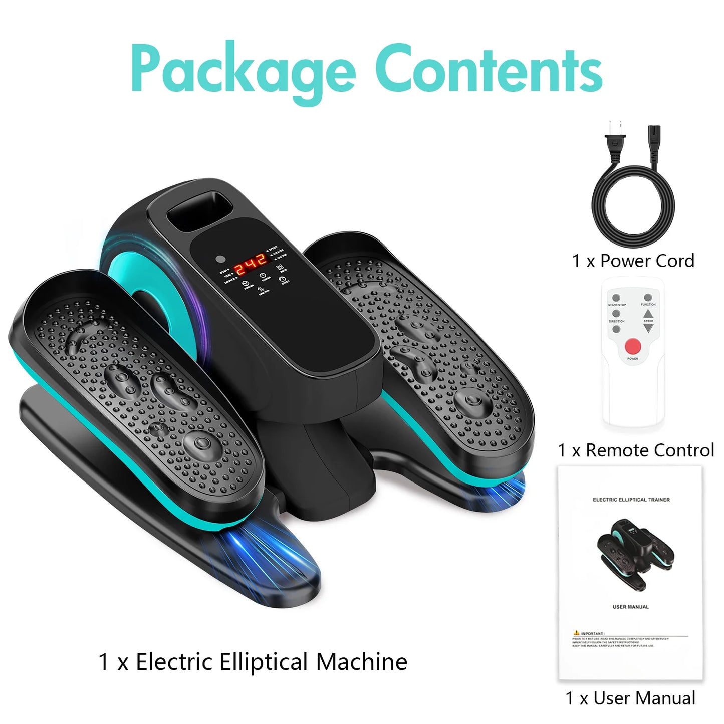 Under-Desk Elliptical Machine Seated Electric Pedal Exerciser LED Display 3 Auto Modes and 15 Speed Levels  for Seniors Adults