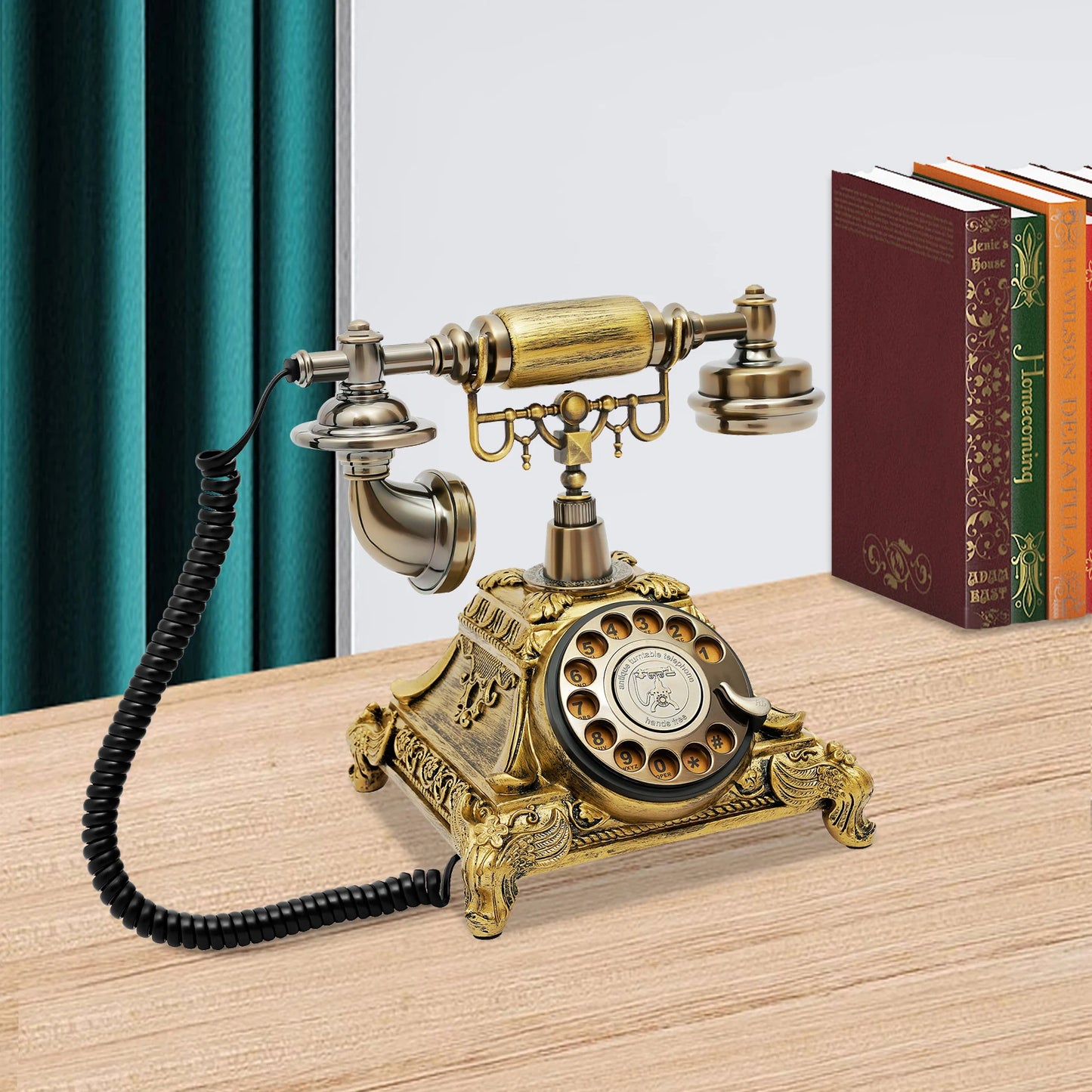 Retro Rotary Landline Phone,Vintage Turntable Telephone,Antique European Style Telephone,Old Fashioned Dial Phone