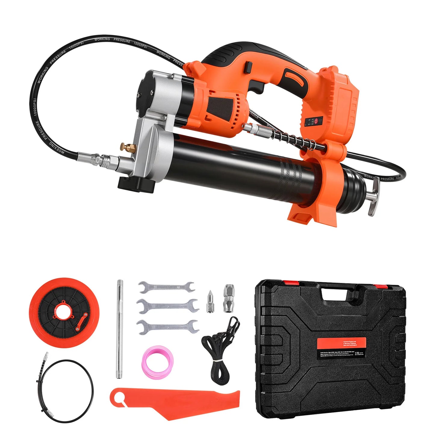 SucceBuy 8000PSI Cordless Electric Grease Gun with 35.4in Hose Car Maintenance Power Tool for 18V Battery Greasing Vehicles