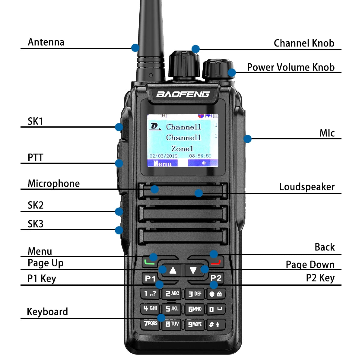 1701 Upgrade DM-1702 Openg GD77 GPS Dual Mode Analog And Digital Walkie Talkie Tier 1+2 Dual Time Slot VHF 136-174 UHF 4